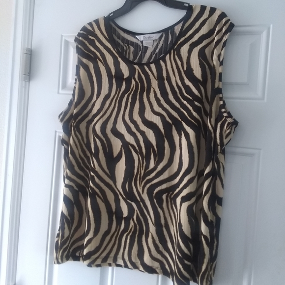 TanJay Sleeveless Animal Print Career Office Casual Formel Women Top Sz XL/TG - Picture 1 of 5
